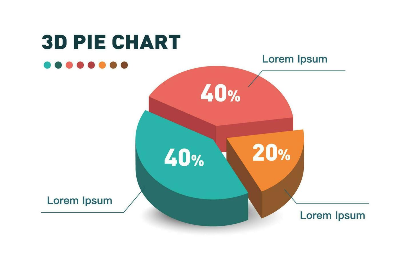 3d tarta gráfico Tres piezas.infografia isométrica rompecabezas circular plantilla.informe, negocio analítica, datos vector