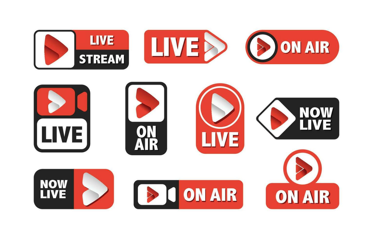 Live Stream Badges Set Design vector