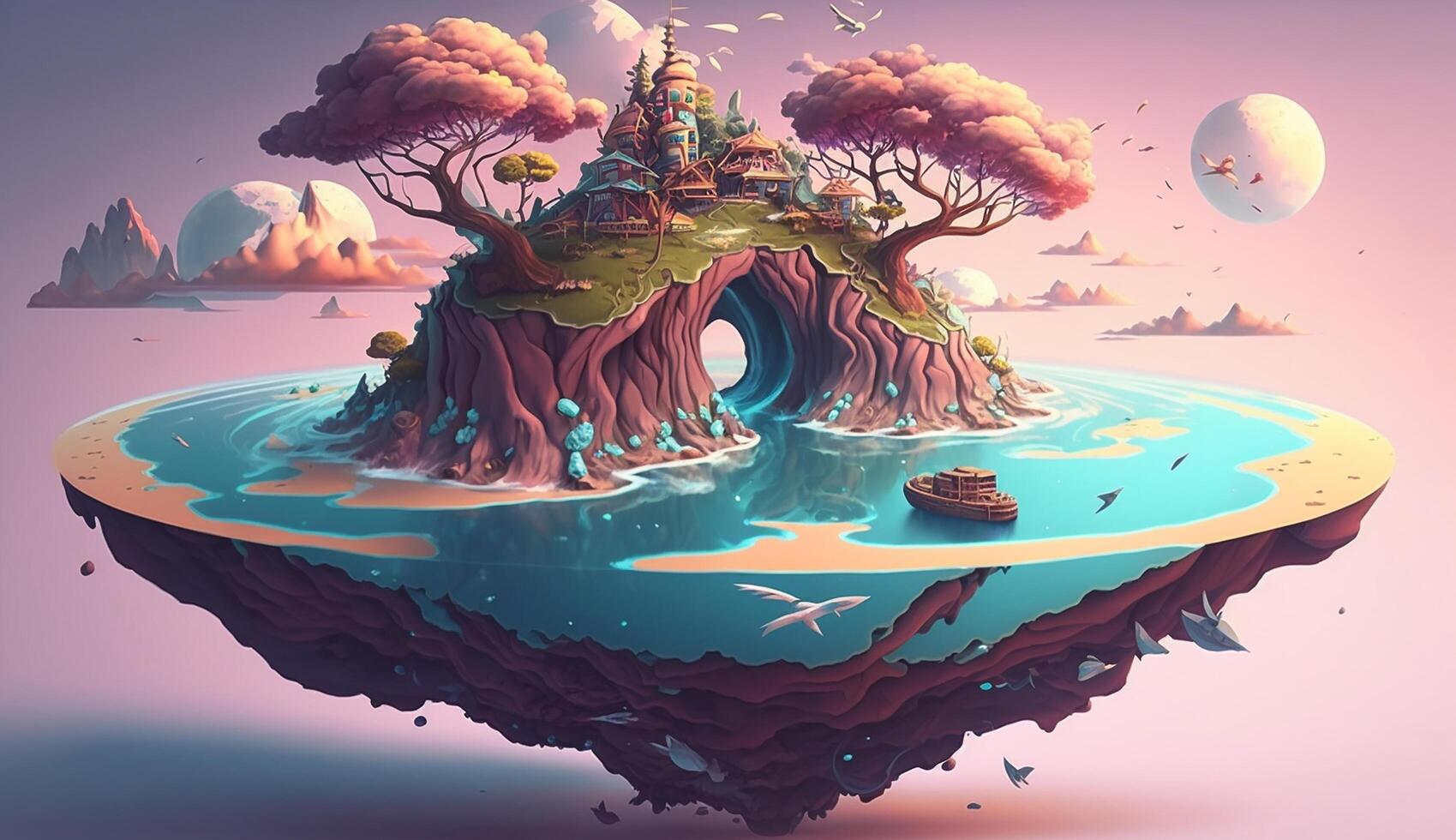 float island anime style photo