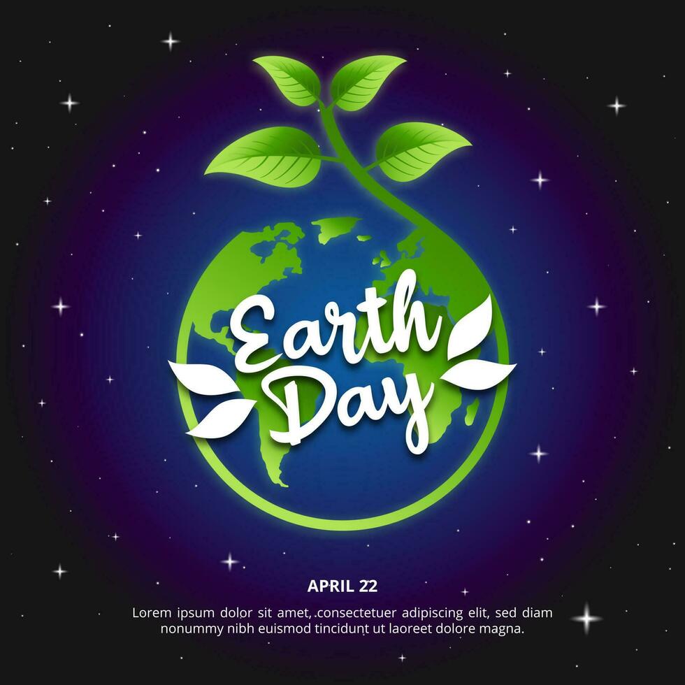 Earth day background with illustration of earth and plant vector