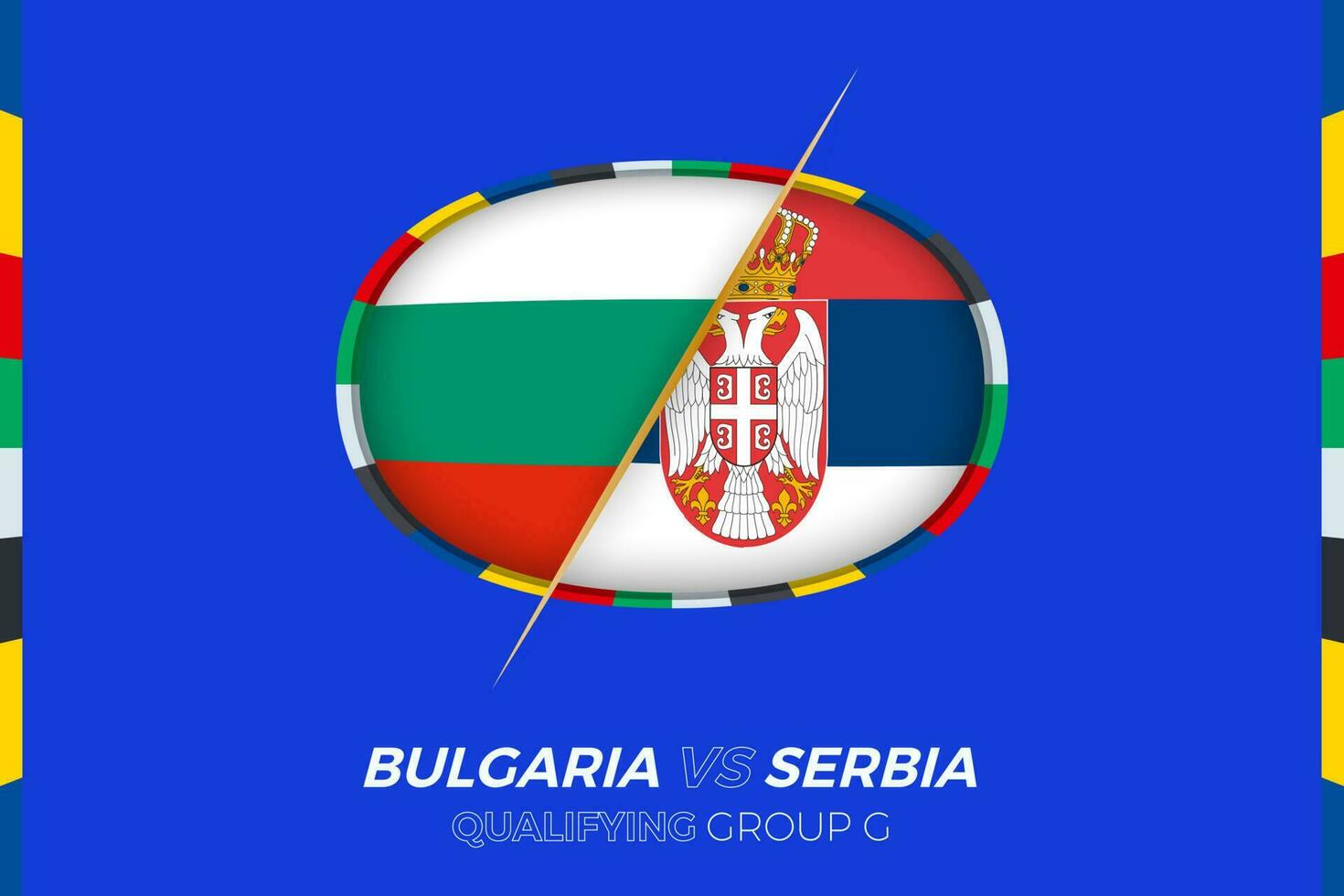 Bulgaria vs serbia icono para europeo fútbol americano torneo calificación, grupo gramo. vector