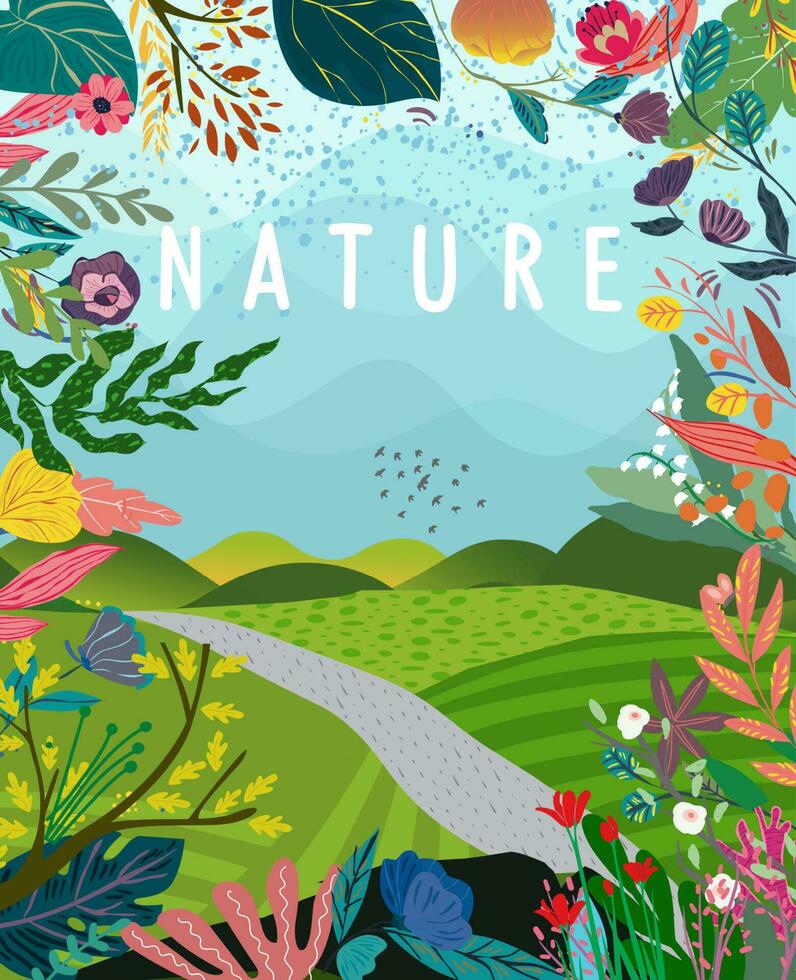 naturaleza y paisaje, contemporáneo artístico póster. vector