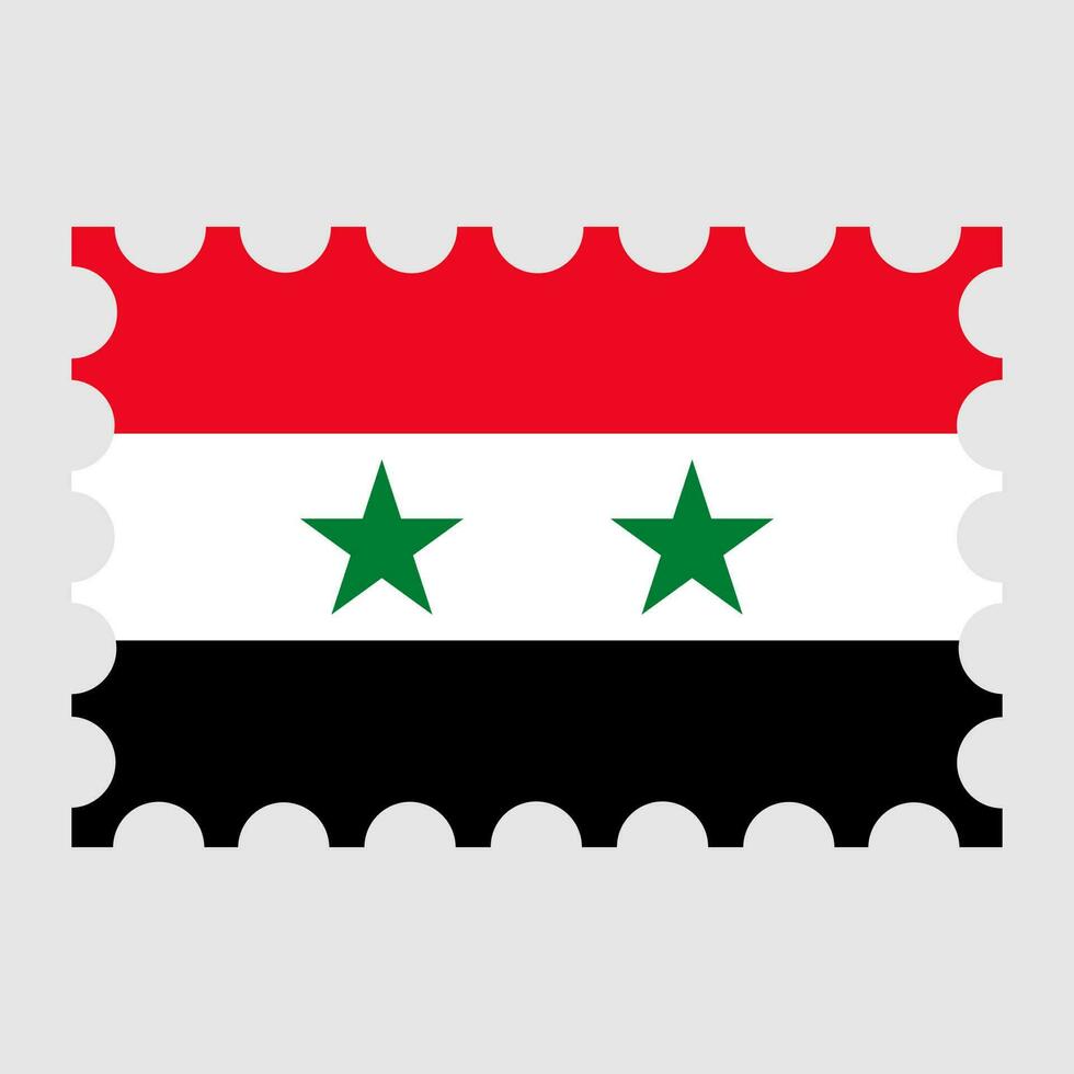 Postage stamp with Syria flag. Vector illustration.