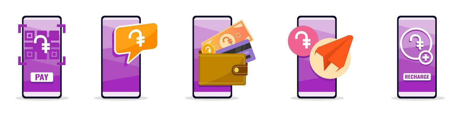 Online Mobile Banking with Armenian Dram on Phone vector
