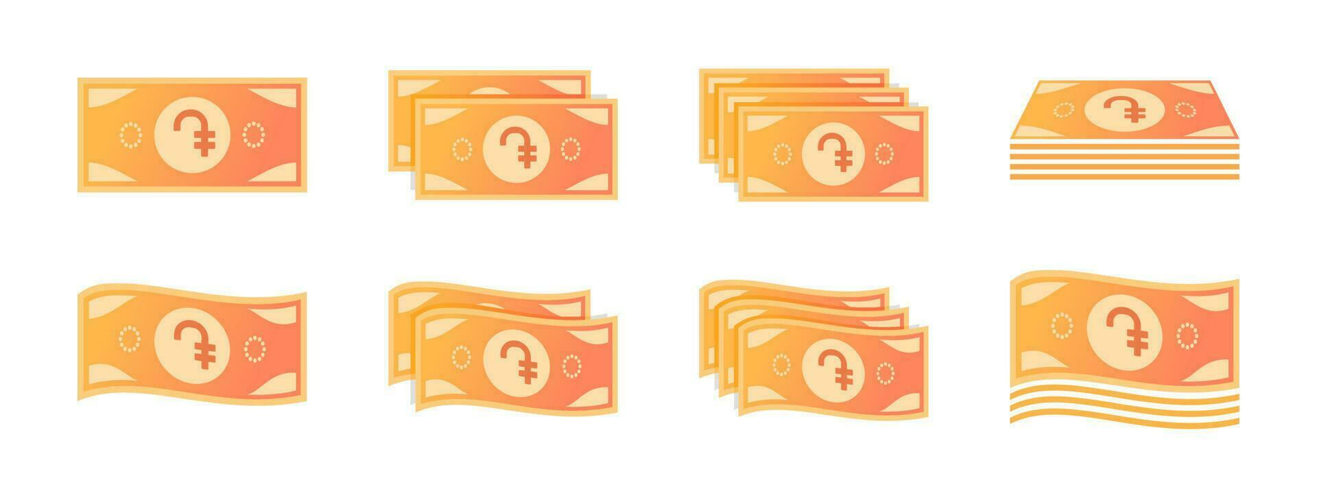 Armenian Dram Banknote Icon Set vector