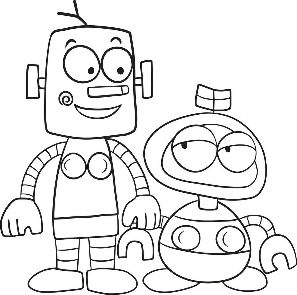 robot cartoon doodle kawaii anime coloring page cute illustration clipart character manga vector