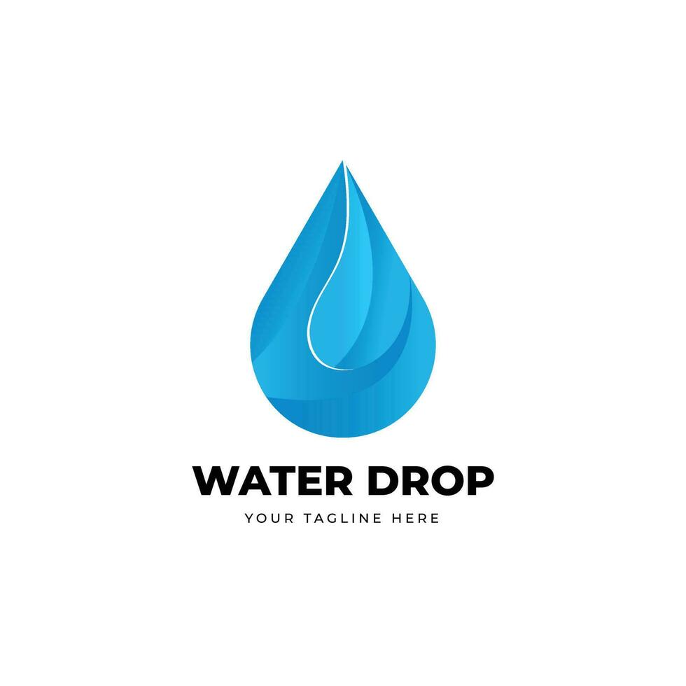 Water drop logo shaped blue flame vector template