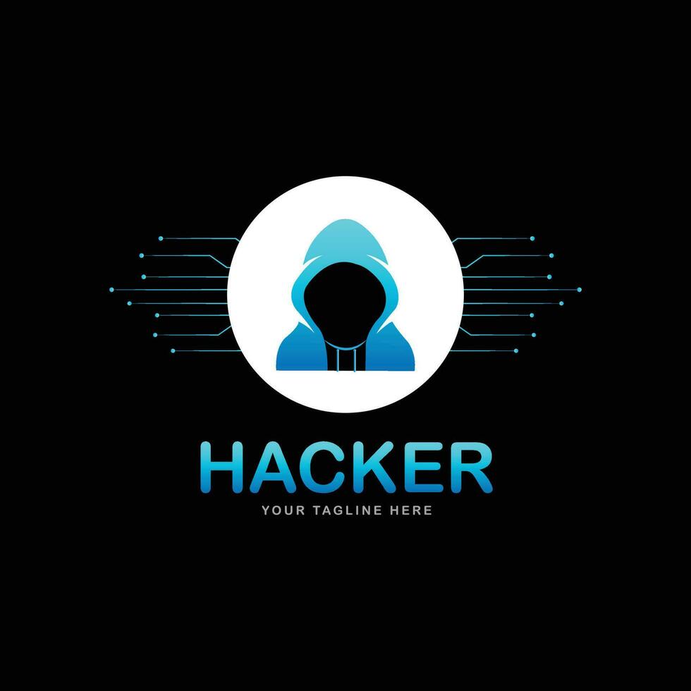 Creative hacker character logo design vector template