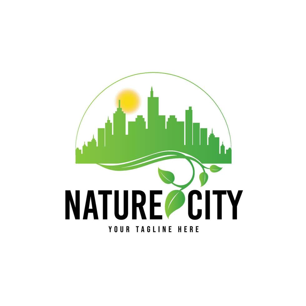 Nature city logo design vector template
