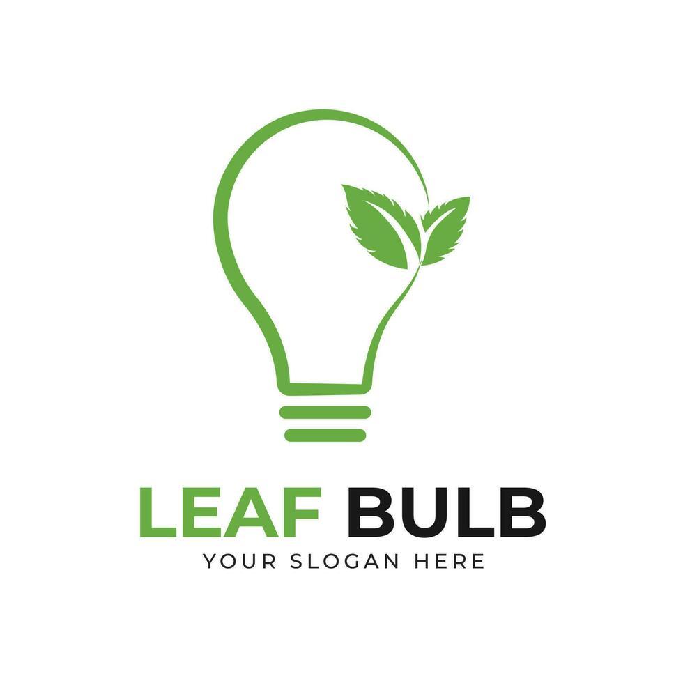 Leaf bulb logo design vector template