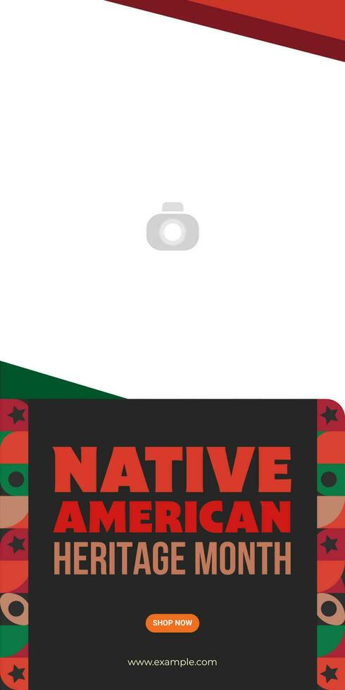 nativo americano patrimonio mes. bandera diseño con resumen adornos celebrando nativo indios en America. vector