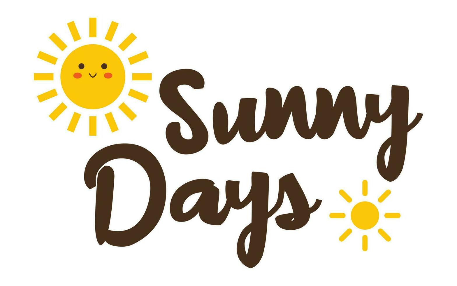 Vector Sunny Days text with smiling sun. Summer lettering with funny sunshine in flat design. Sunny Days composition.