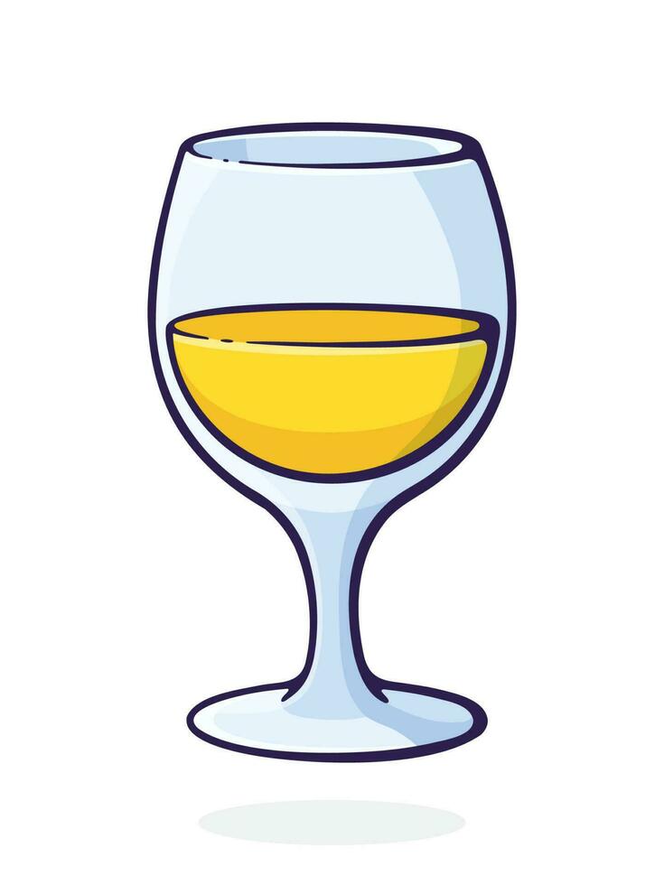 A glass of white wine. Glass goblet of alcohol drink vector