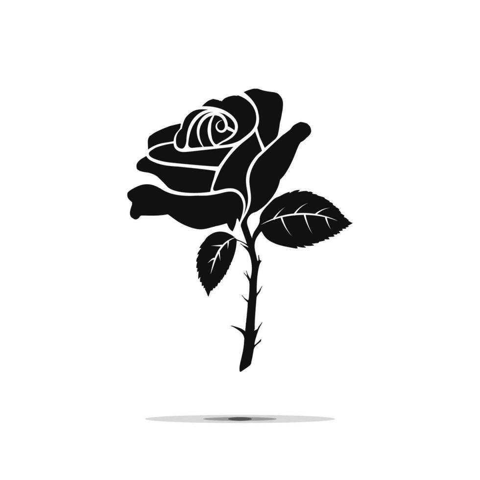 Rose Silhouette Monochrome Vector Isolated Symbol Icon