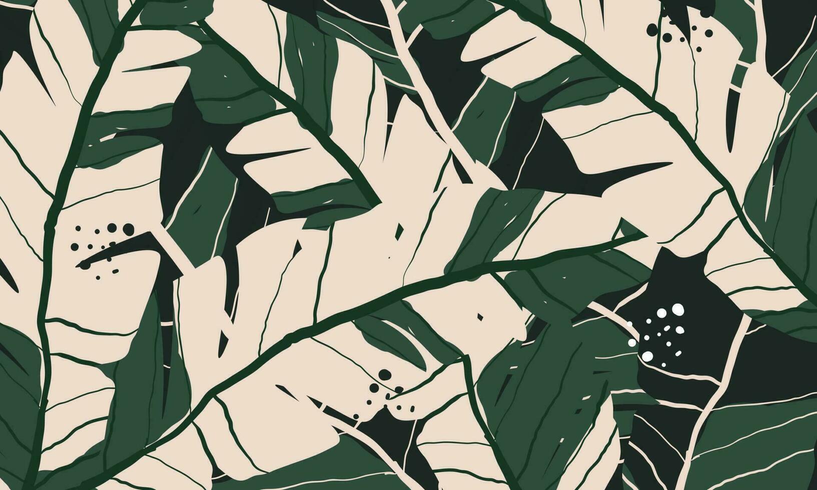 Modern exotic jungle plants illustration pattern vector