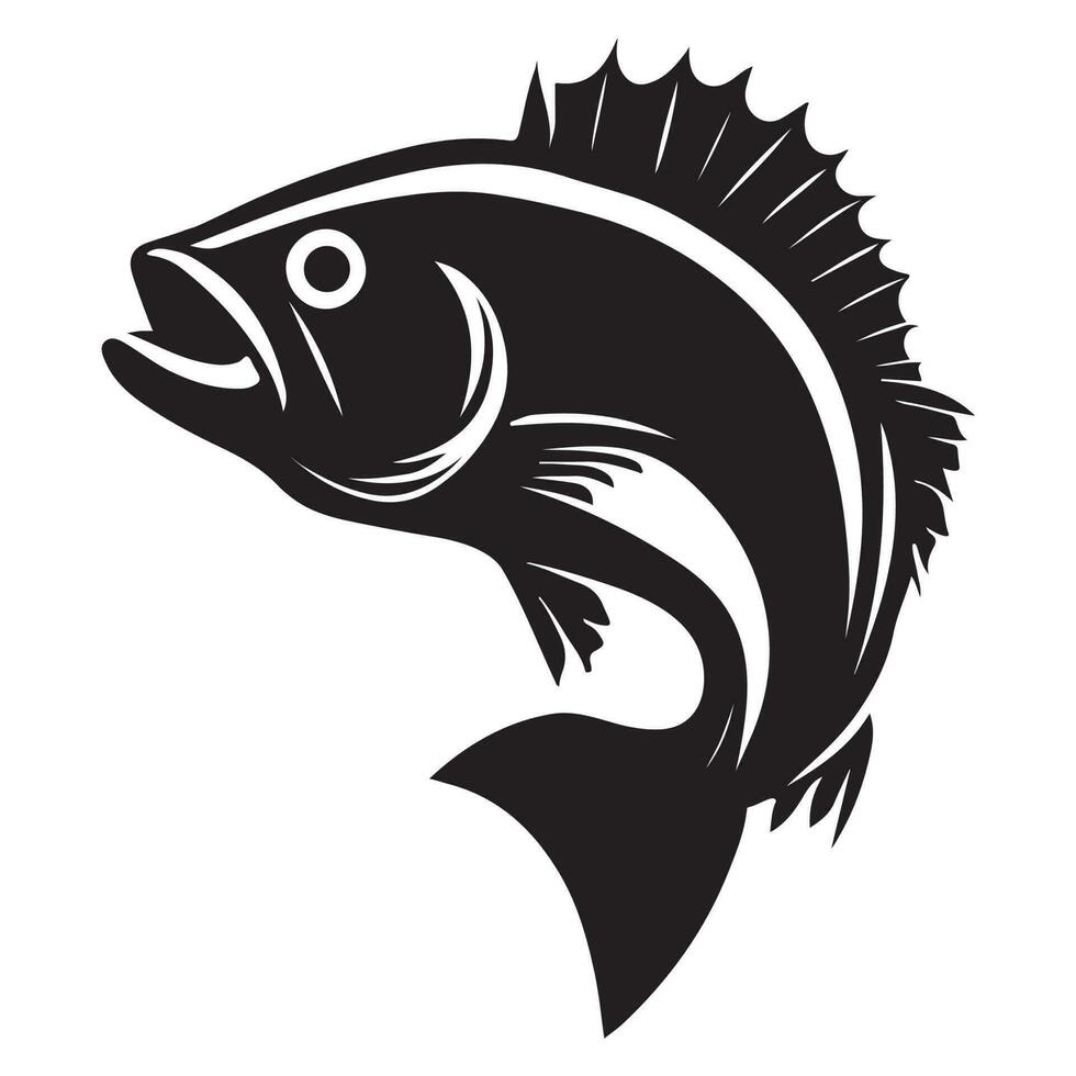 Salmon bass fish icon isolated on white background. Logo design element, label, emblem, mark, brand mark vector illustration