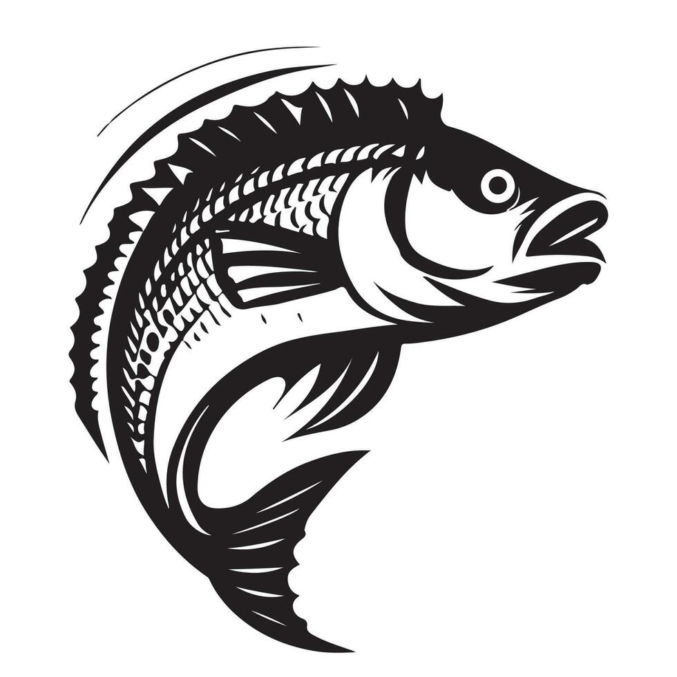 Salmon bass fish icon isolated on white background. Logo design element, label, emblem, mark, brand mark vector illustration