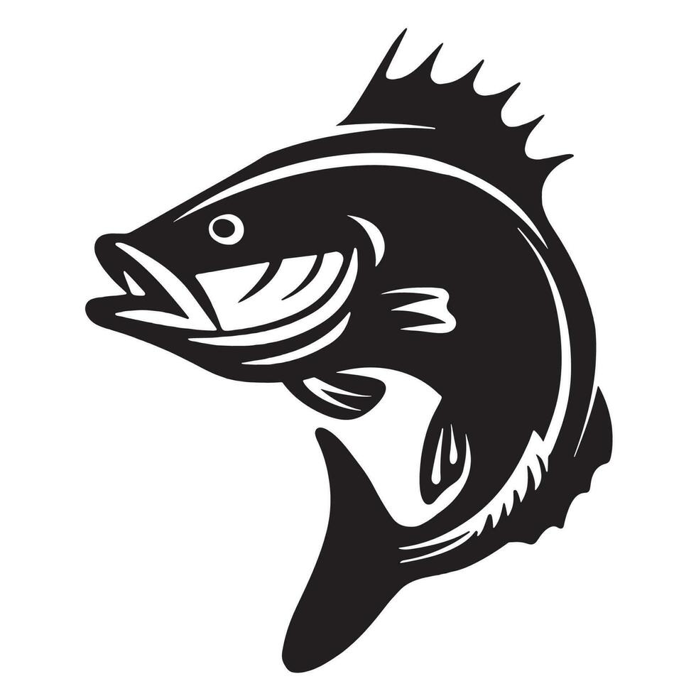 bass fish icon isolated on white background. Logo design element, label, emblem, mark, brand mark vector illustration
