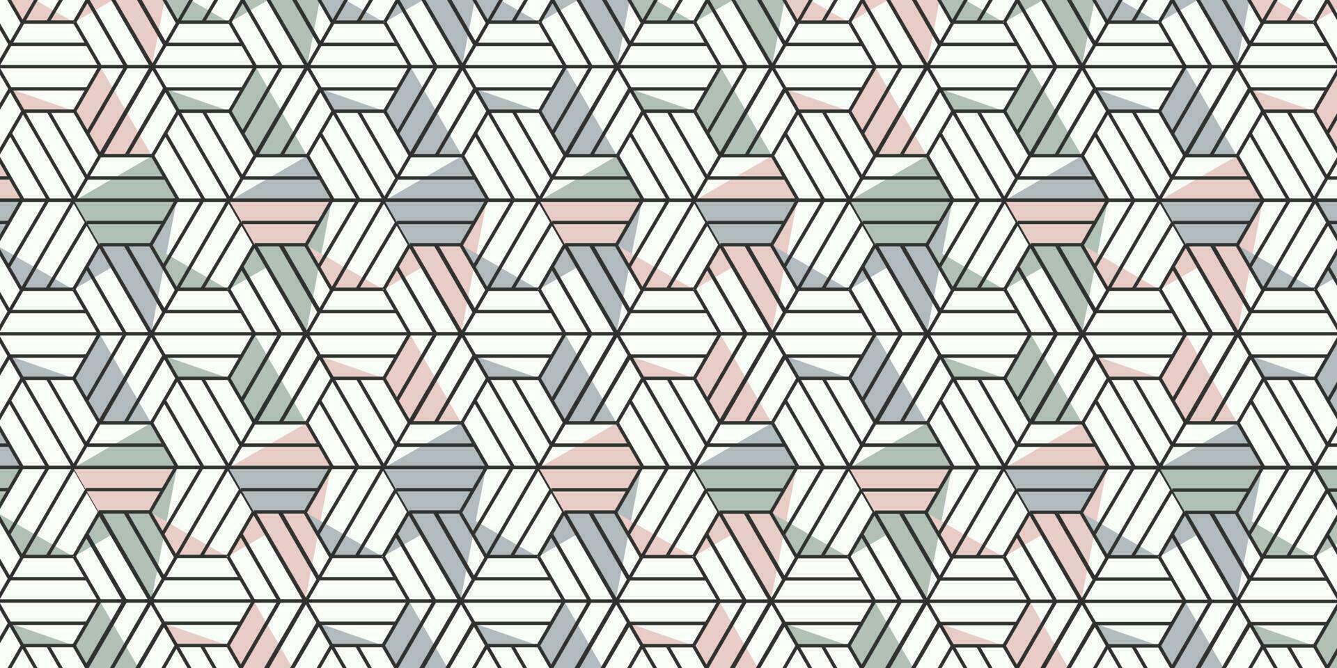 Vector cute geometric pattern with pastel colors polygons on white background. Modern hexagon tile abstract backdrop. Trendy honeycomb shapes mosaic template