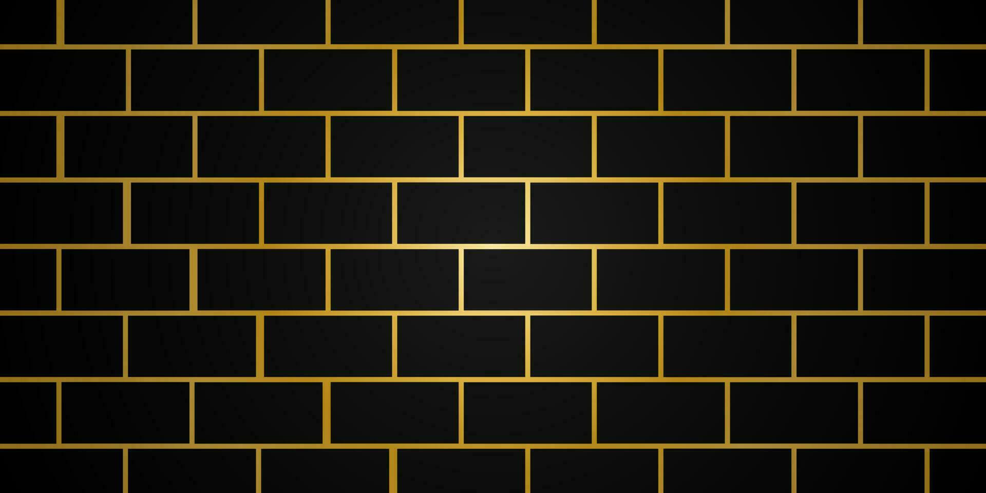 Gold and black colors bricks wall background. Abstract line geometric backdrop. Minimal design style. Stone wall texture background. Futuristic art vector