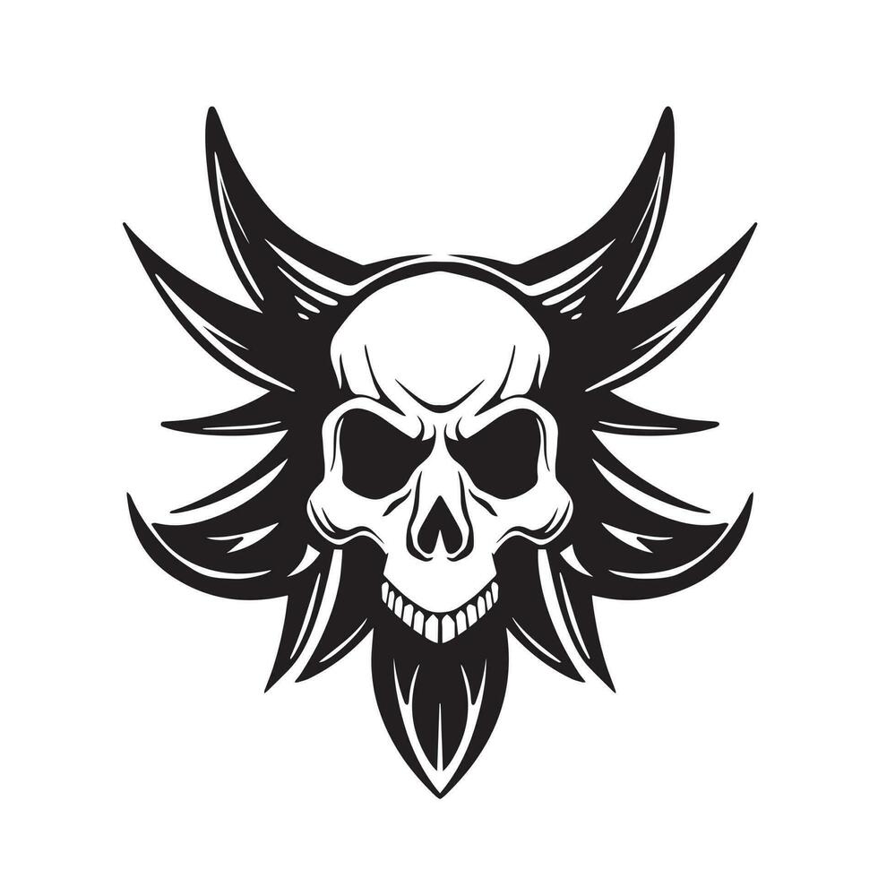 Skull art Illustration hand drawn style premium vector for tattoo sticker logo etc