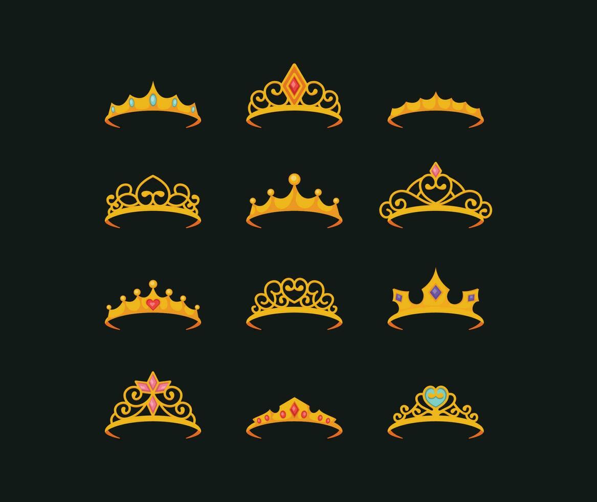 conjunto de coronas de oro vector