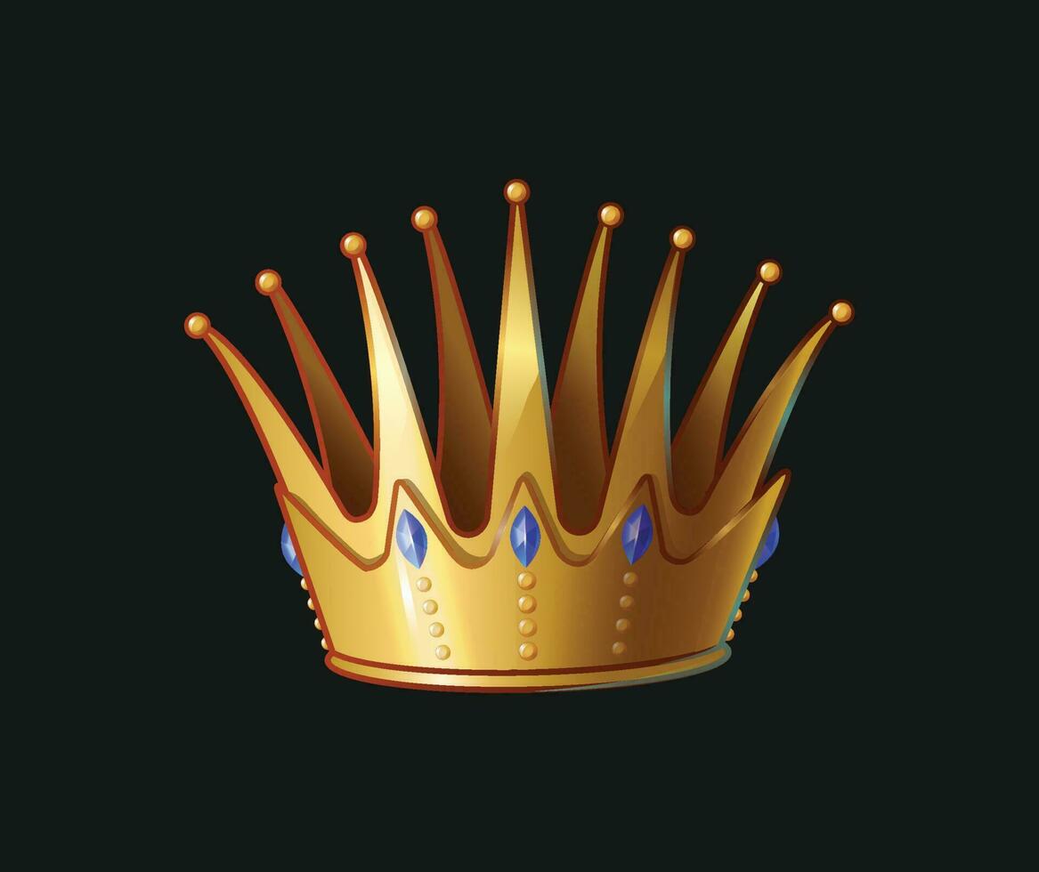 Premium Golden crown with blue diamond vector