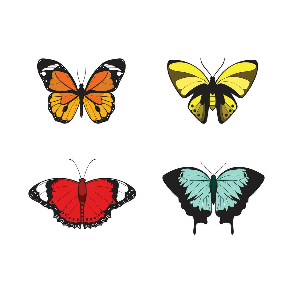 elegant butterfly set vector