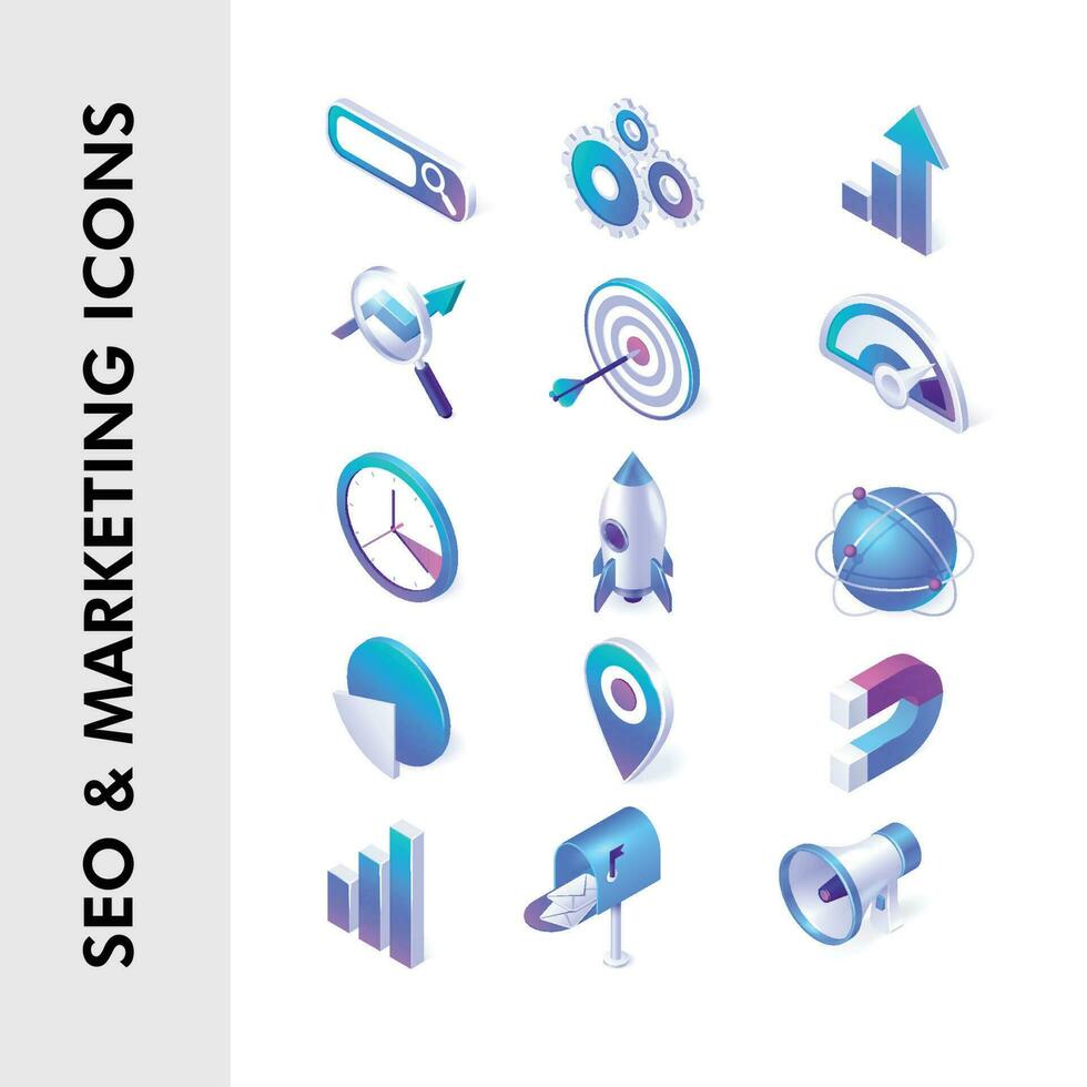 3d icons set vector