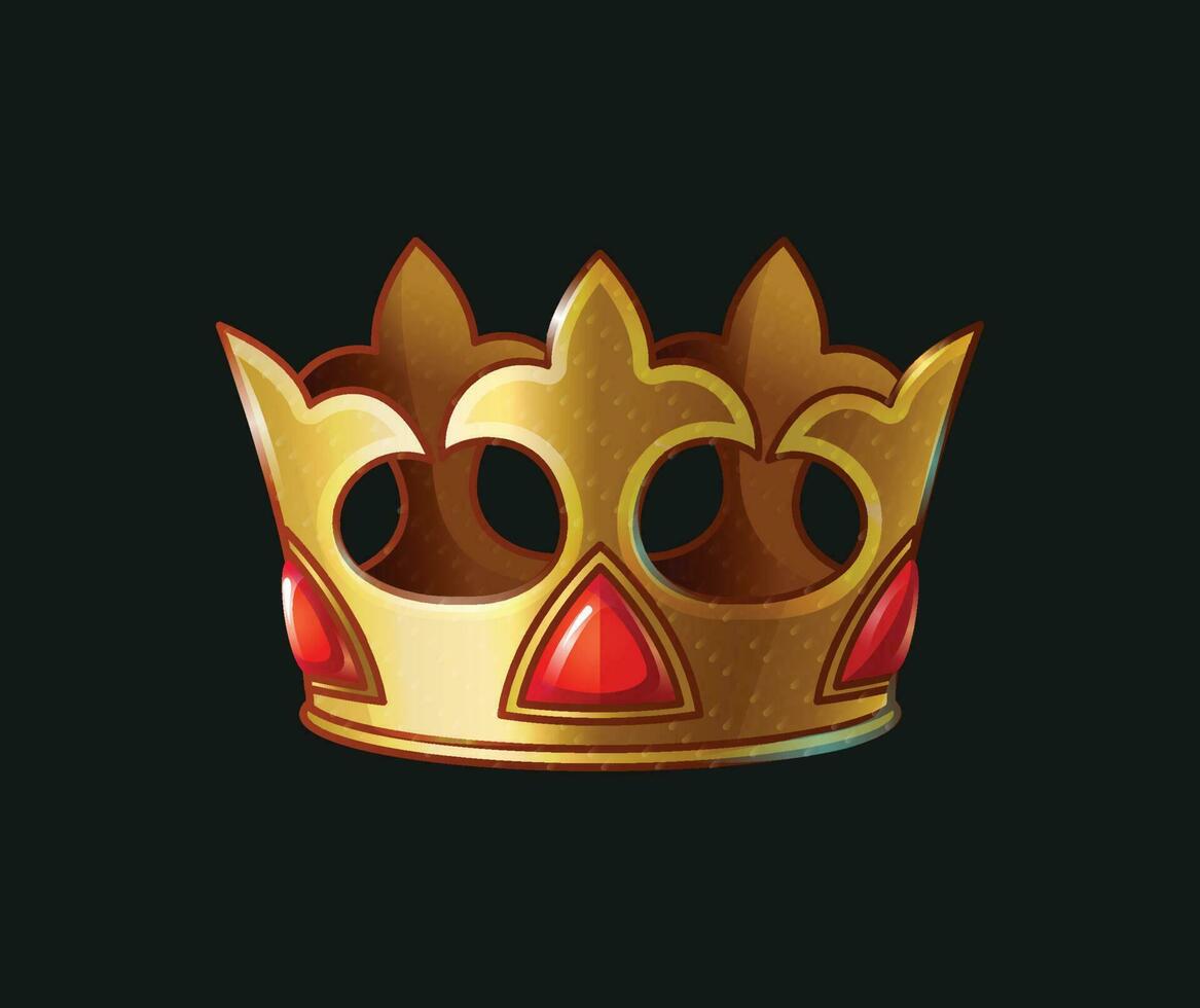 Premium Golden crown with red diamonds vector