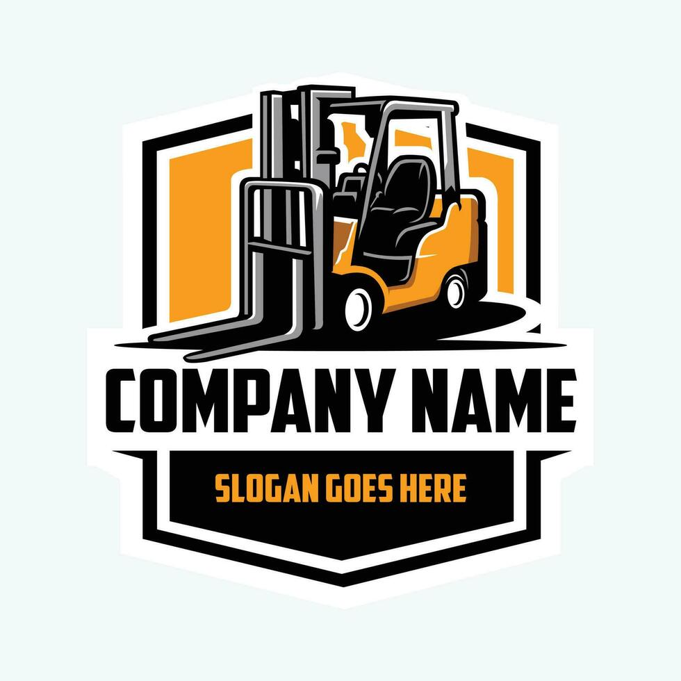 Forklift Company Emblem Logo Design. Best for Transportation and Export Import Related Logo vector