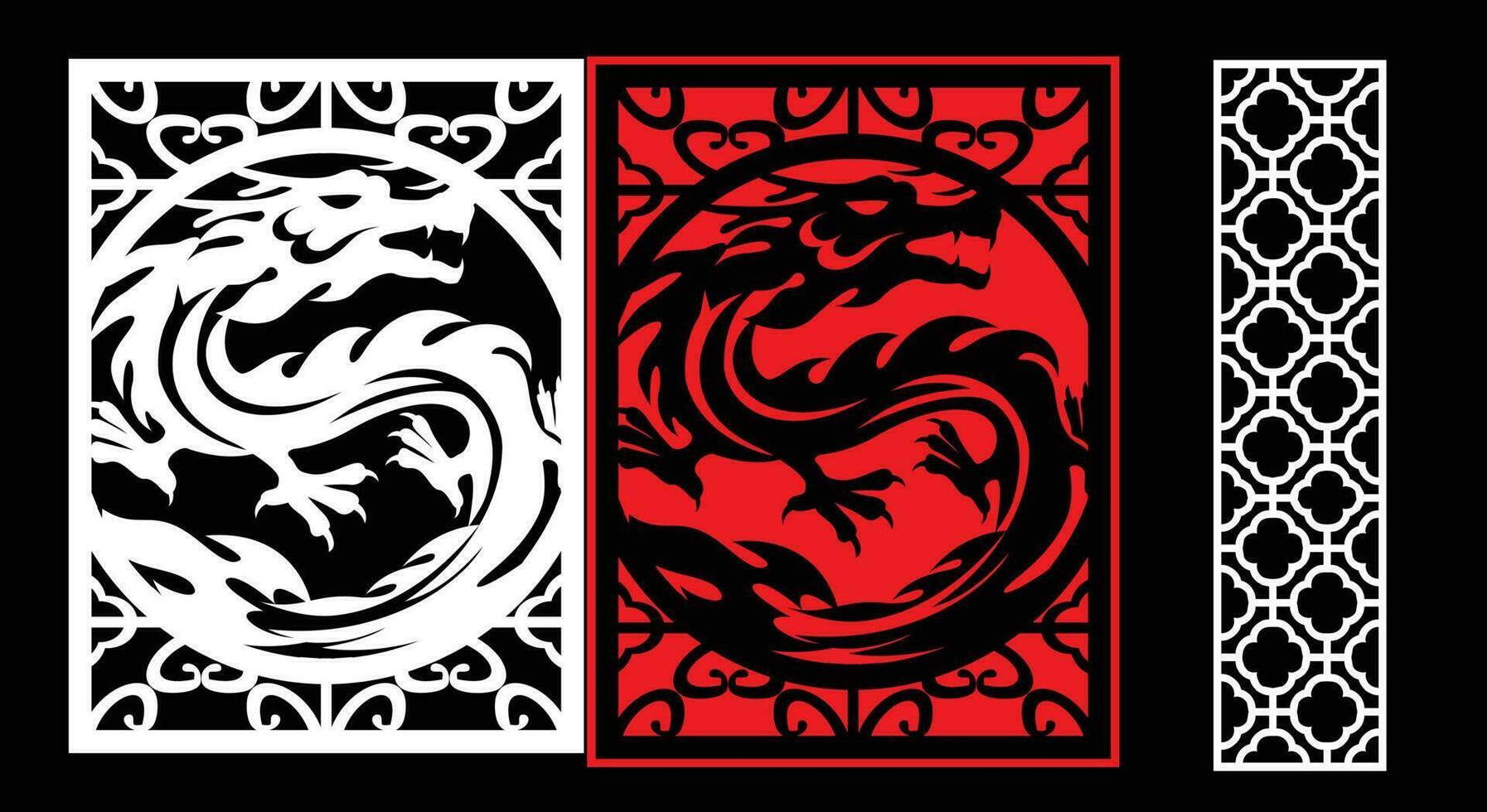 Decorative wall panels set Jali design CNC pattern, laser cutting pattern, router CNCcutting.Jali Laser cut decorative panel set with lace pattern. vector