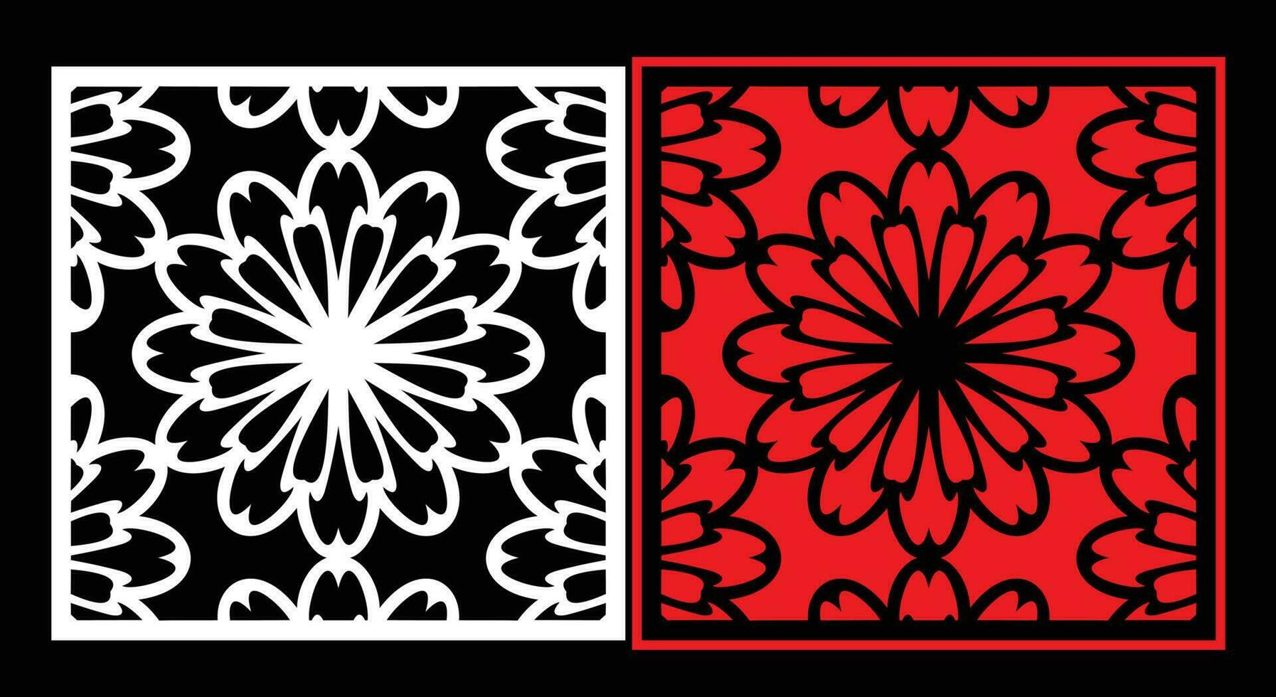 Decorative wall panels set Jali design CNC pattern, laser cutting pattern, router CNCcutting.Jali Laser cut decorative panel set with lace pattern. vector