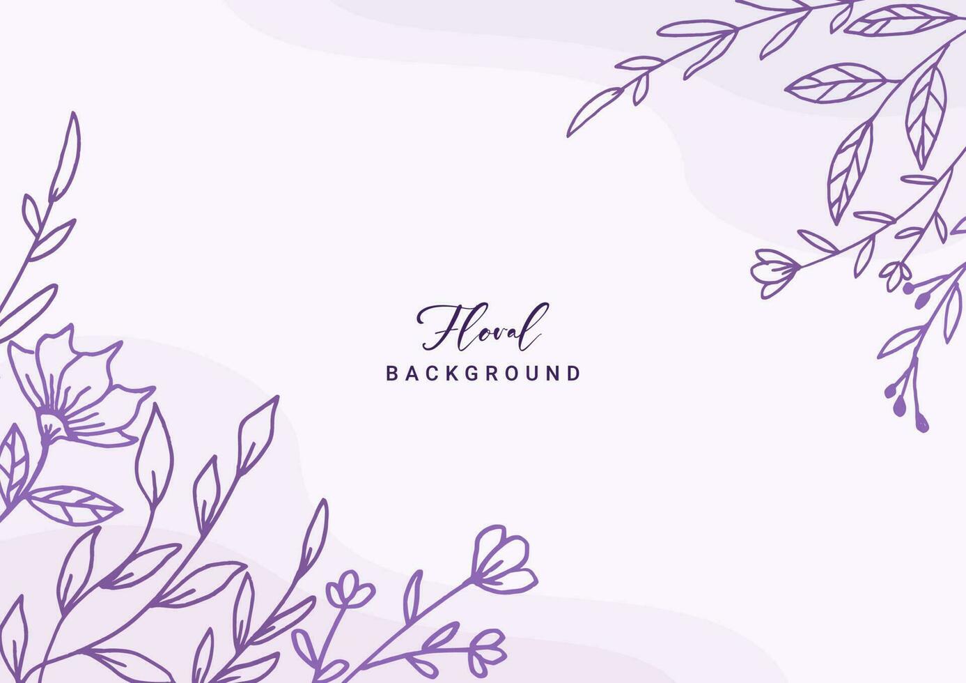 Beautiful Purple floral background with hand drawn leaves and flower border on pastel flat color for wedding invitation or engagement or greeting card vector