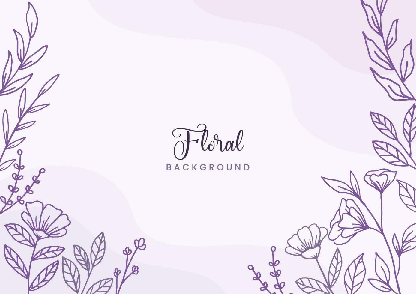 Beautiful Purple floral background with hand drawn leaves and flower border on pastel flat color for wedding invitation or engagement or greeting card vector