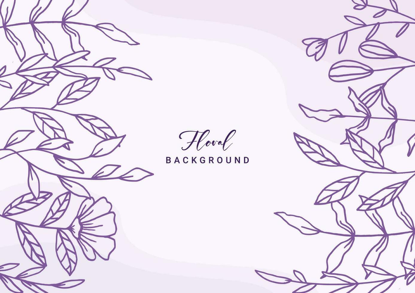 Beautiful Purple floral background with hand drawn leaves and flower border on pastel flat color for wedding invitation or engagement or greeting card vector