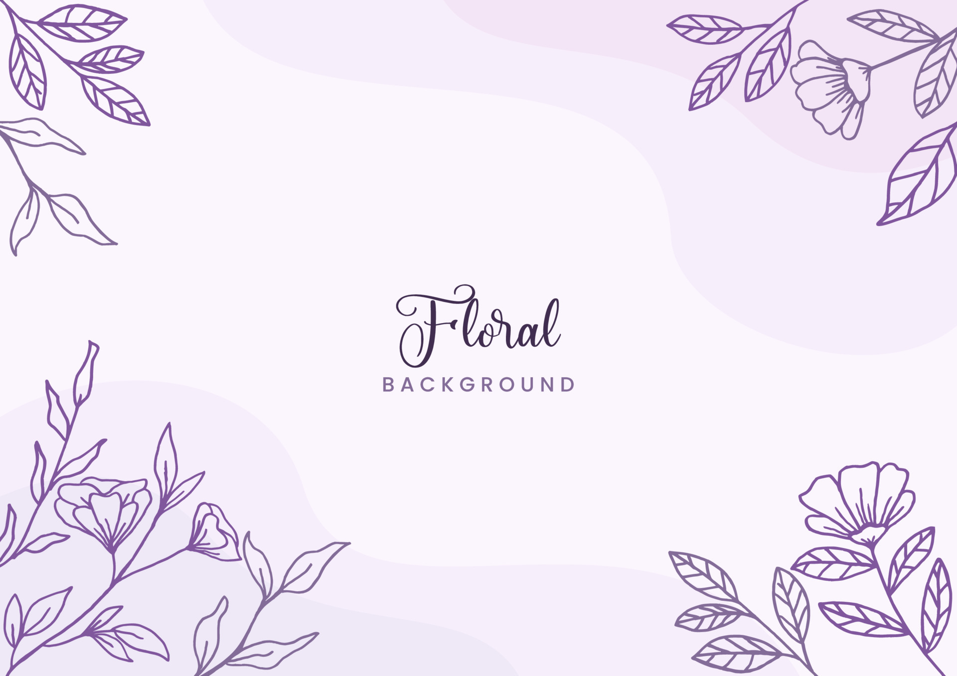 Beautiful Purple floral background with hand drawn leaves and flower