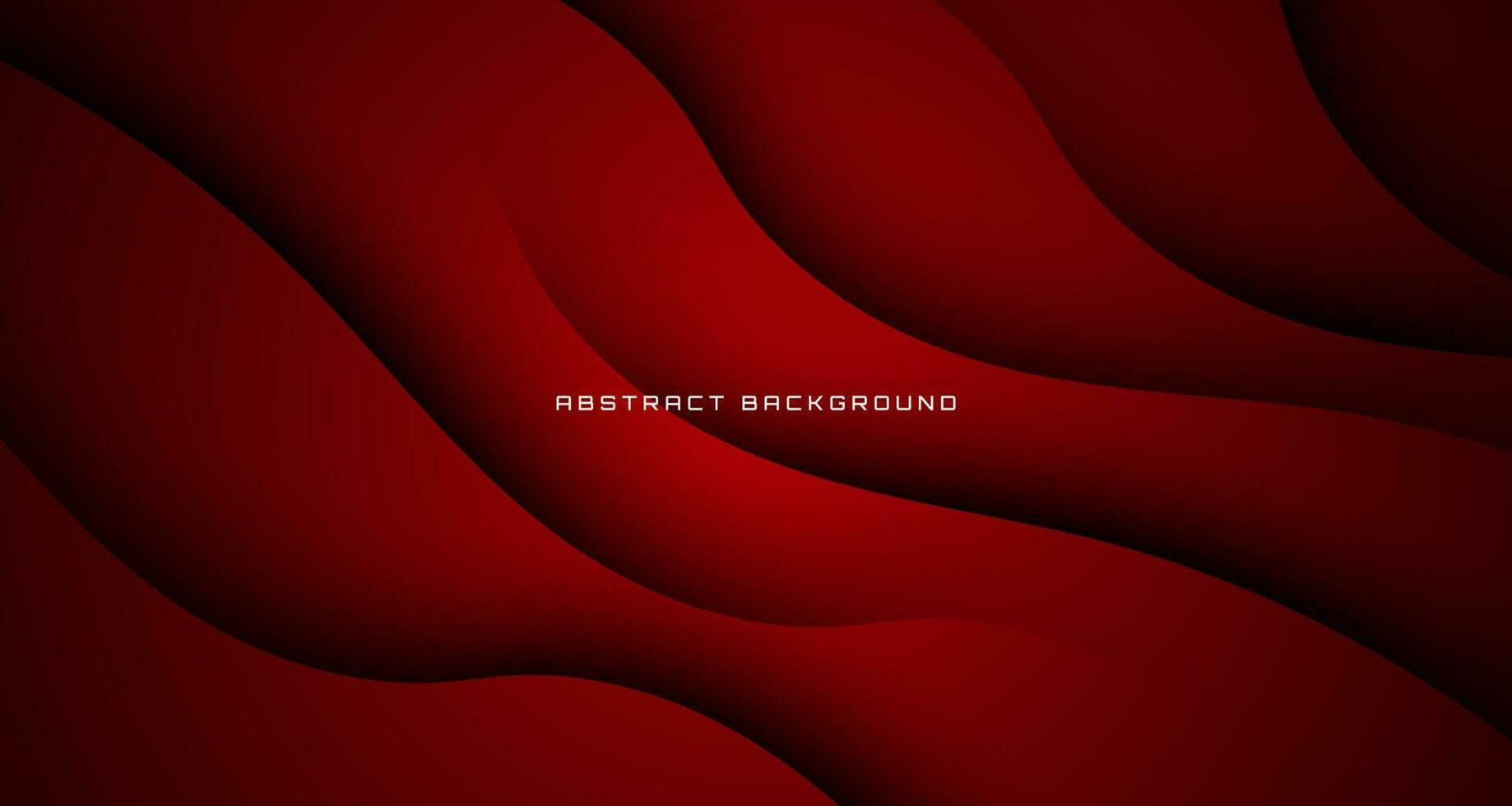 3D red geometric abstract background overlap layer on dark space with waves effect decoration. Graphic design element cutout style concept for banner, flyer, card, brochure cover, or landing page vector