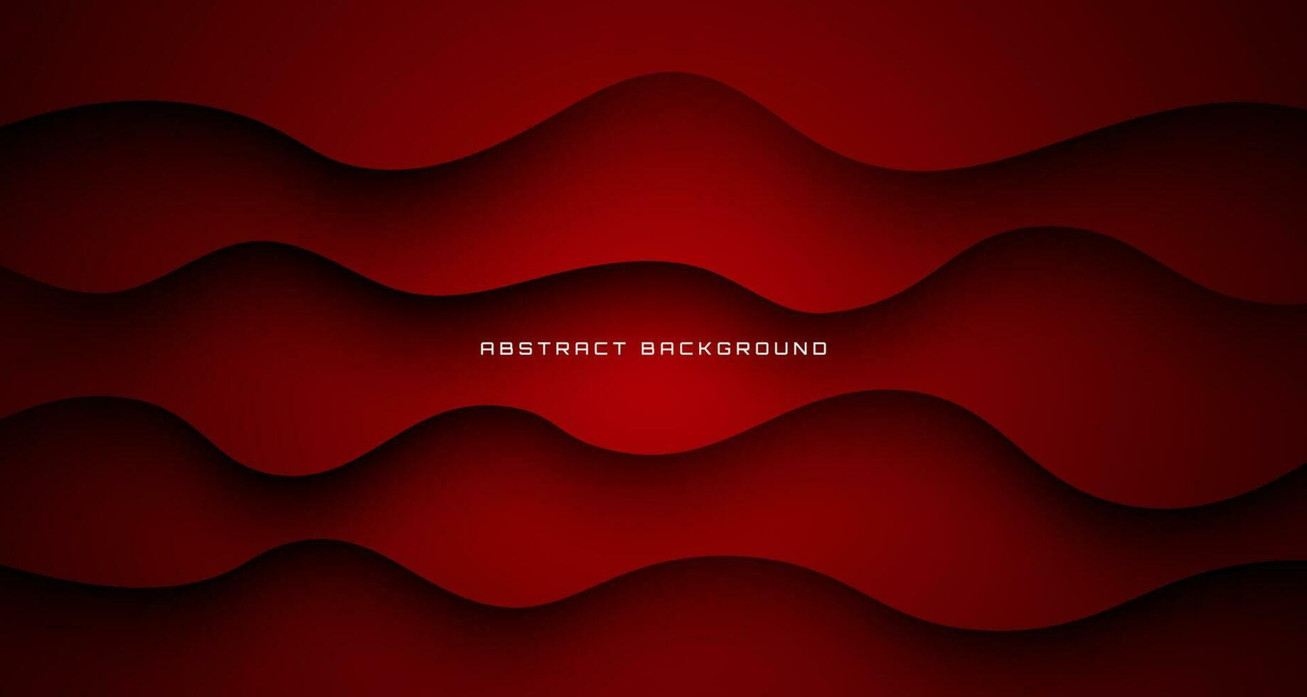 3D red geometric abstract background overlap layer on dark space with waves effect decoration. Graphic design element cutout style concept for banner, flyer, card, brochure cover, or landing page vector
