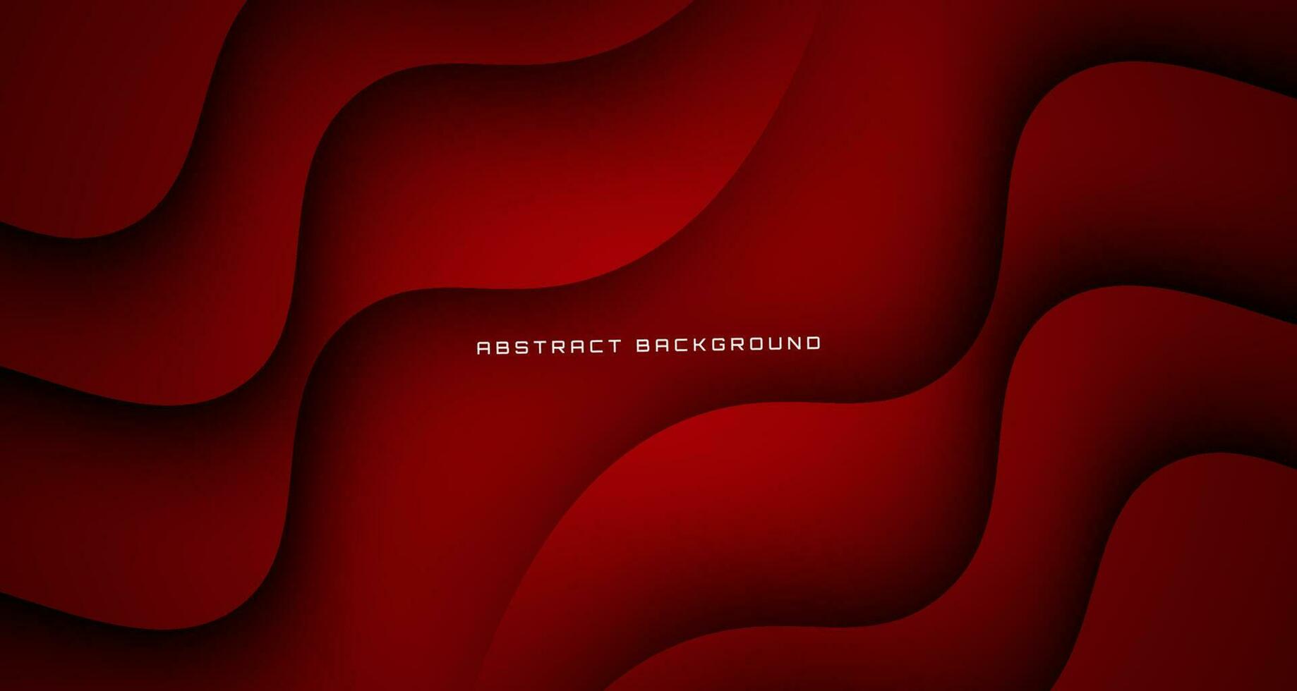 3D red geometric abstract background overlap layer on dark space with waves effect decoration. Graphic design element cutout style concept for banner, flyer, card, brochure cover, or landing page vector
