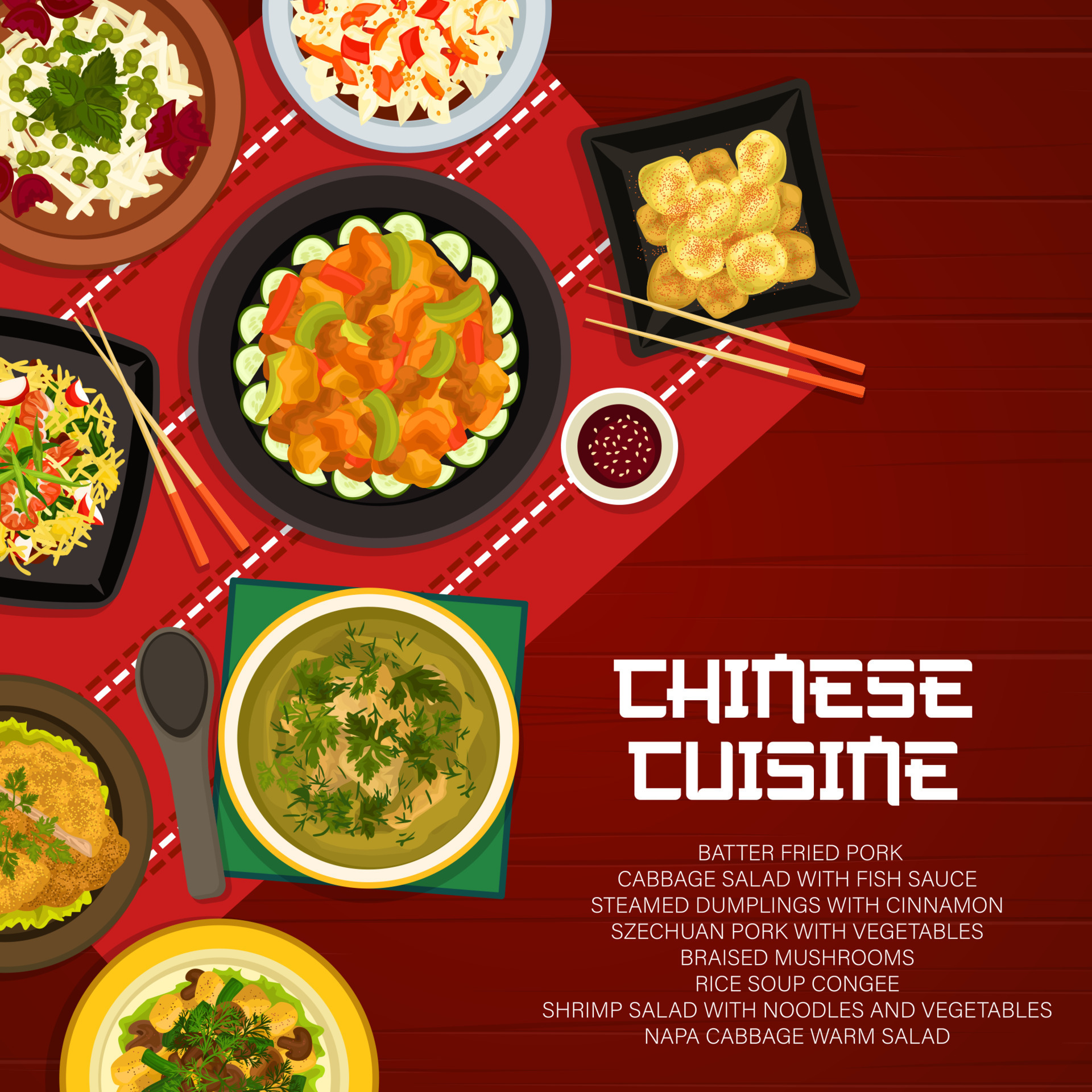 Chinese cuisine restaurant menu cover, Asian food 23510046 Vector Art