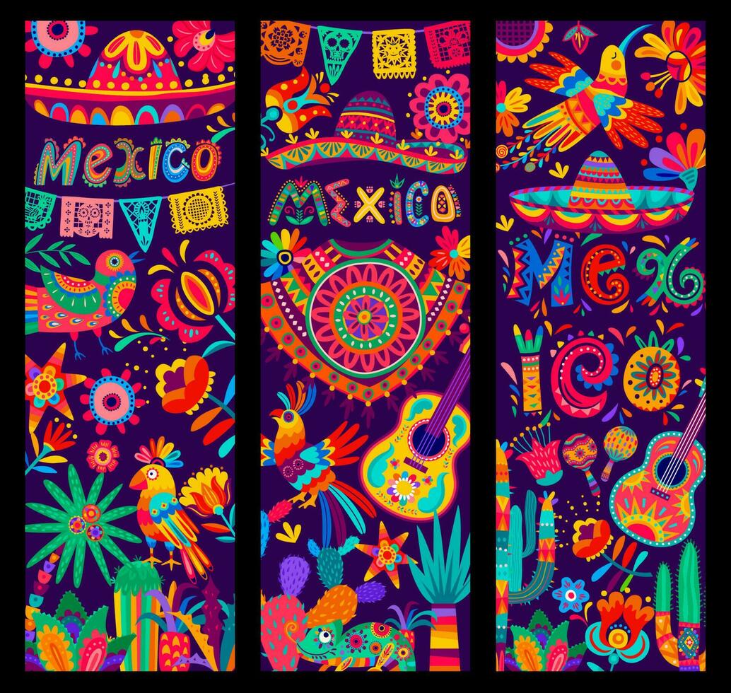 mexicano fiesta música y cultura, fiesta pancartas vector