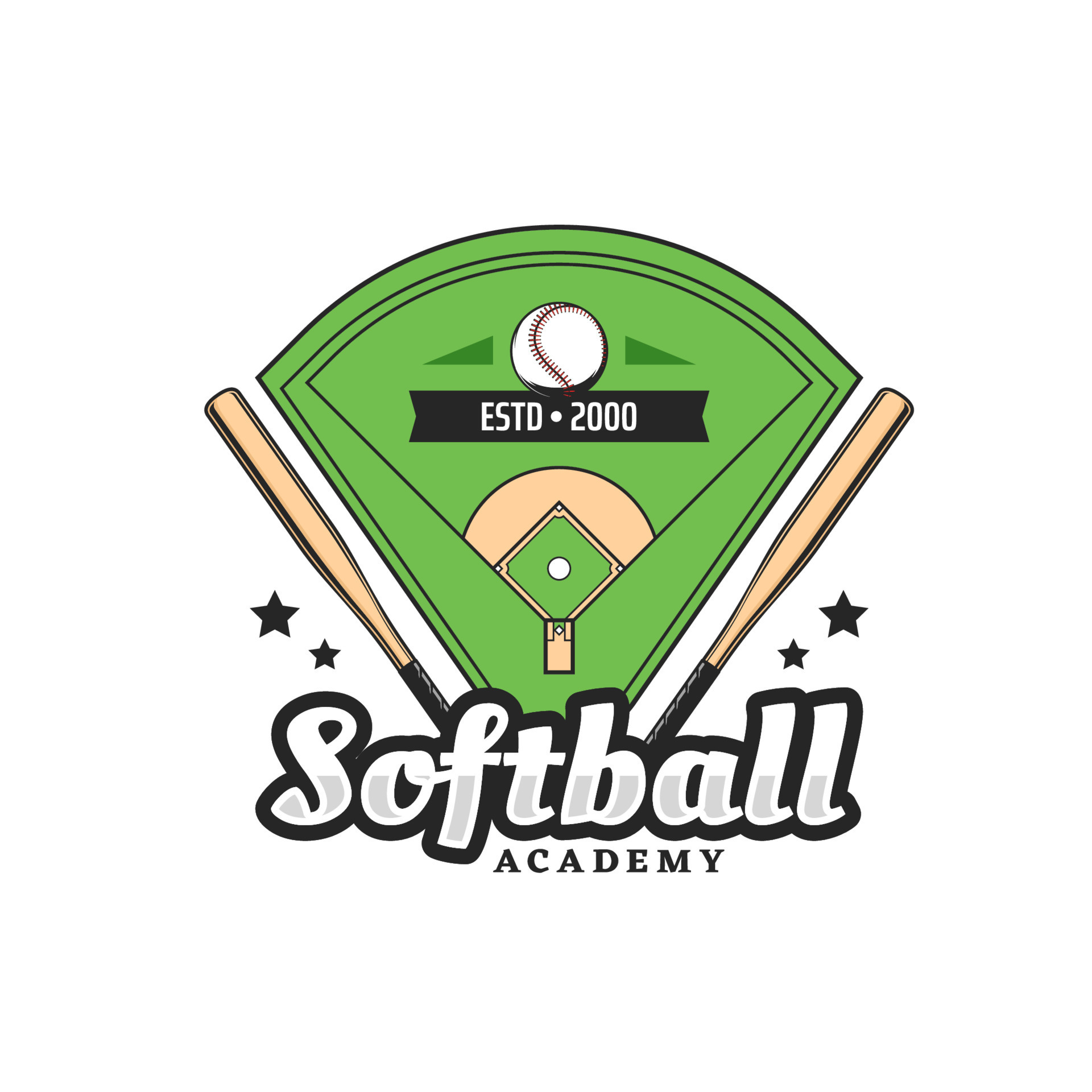 Softball academy, sport club school retro icon 23510077 Vector Art at