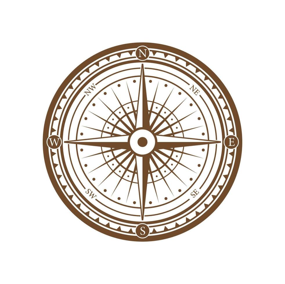 Compass, wind rose expedition navigation symbol vector