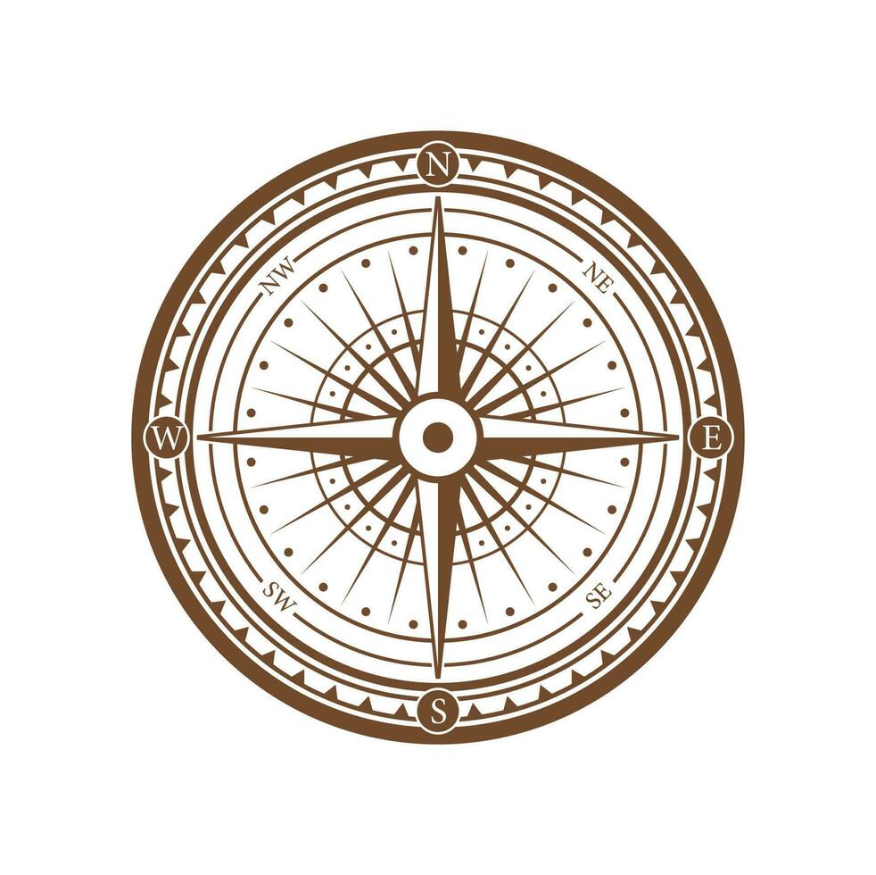 Compass, wind rose expedition navigation symbol vector