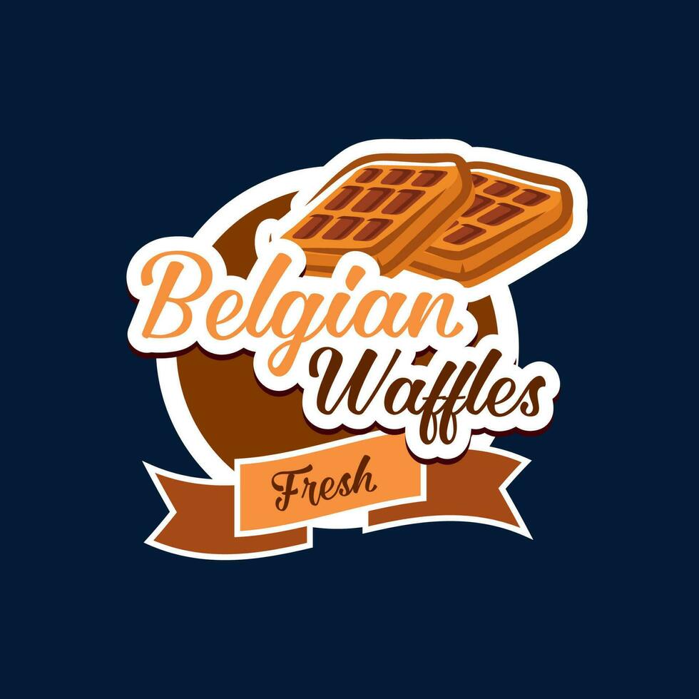 Belgian waffles icon, sweet food or pastry dessert vector