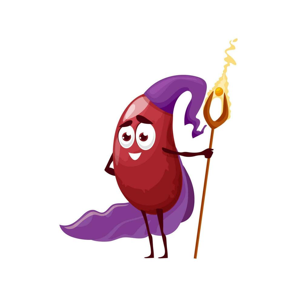 Brown bean fairy character as wizard or magician vector