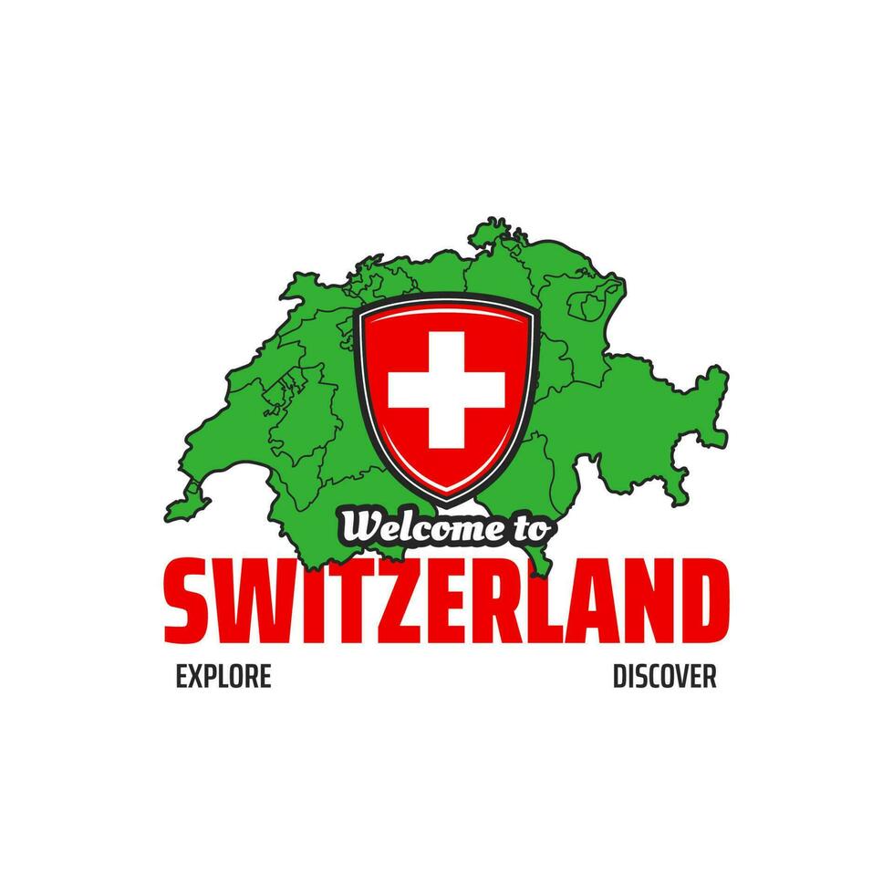 Switzerland map icon. Vector emblem coat of arms