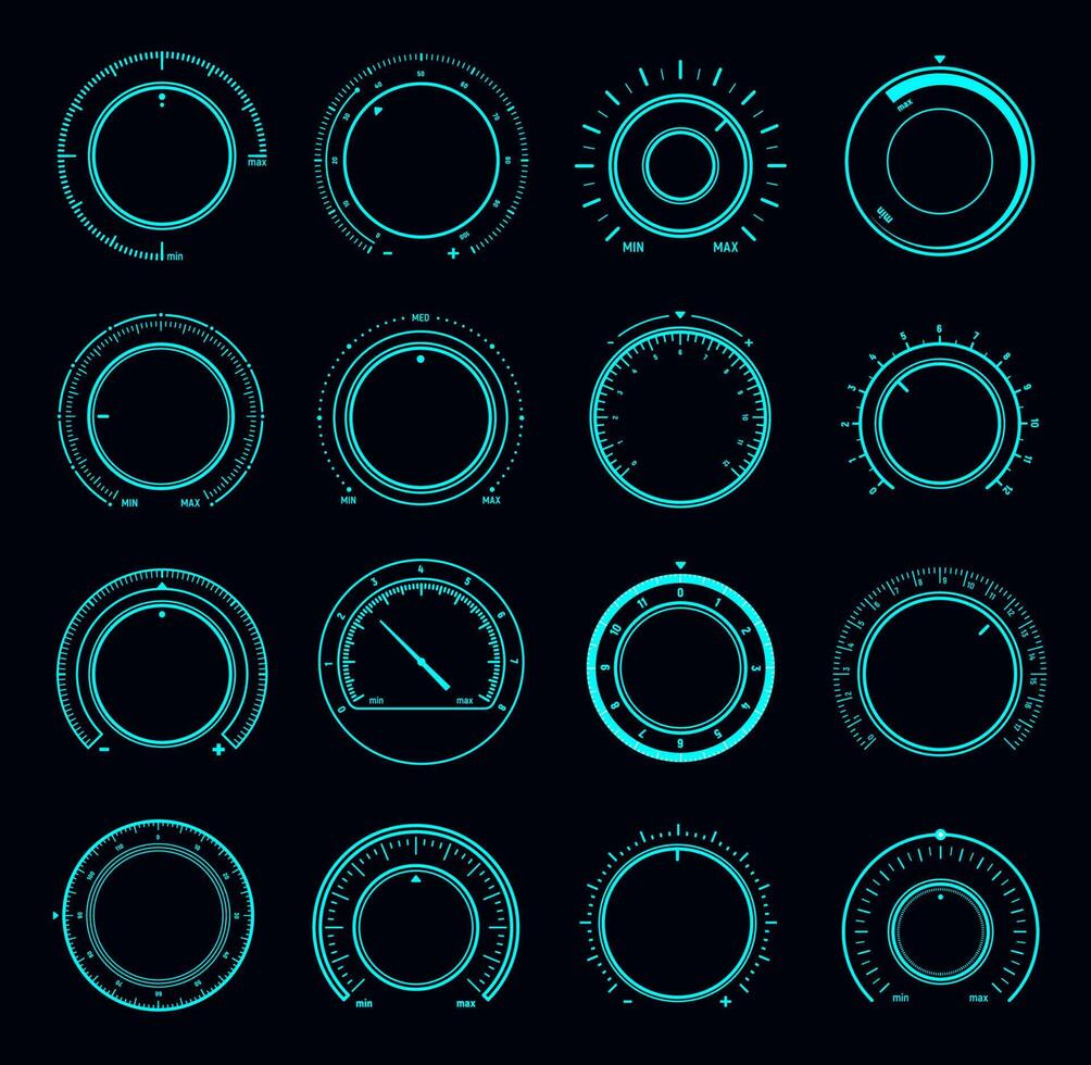 HUD dial interface, volume round knob switch vector