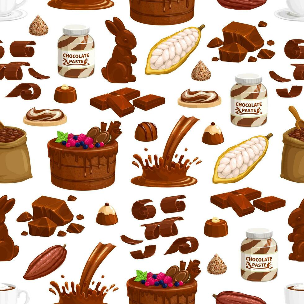 Cartoon chocolate sweets vector seamless pattern